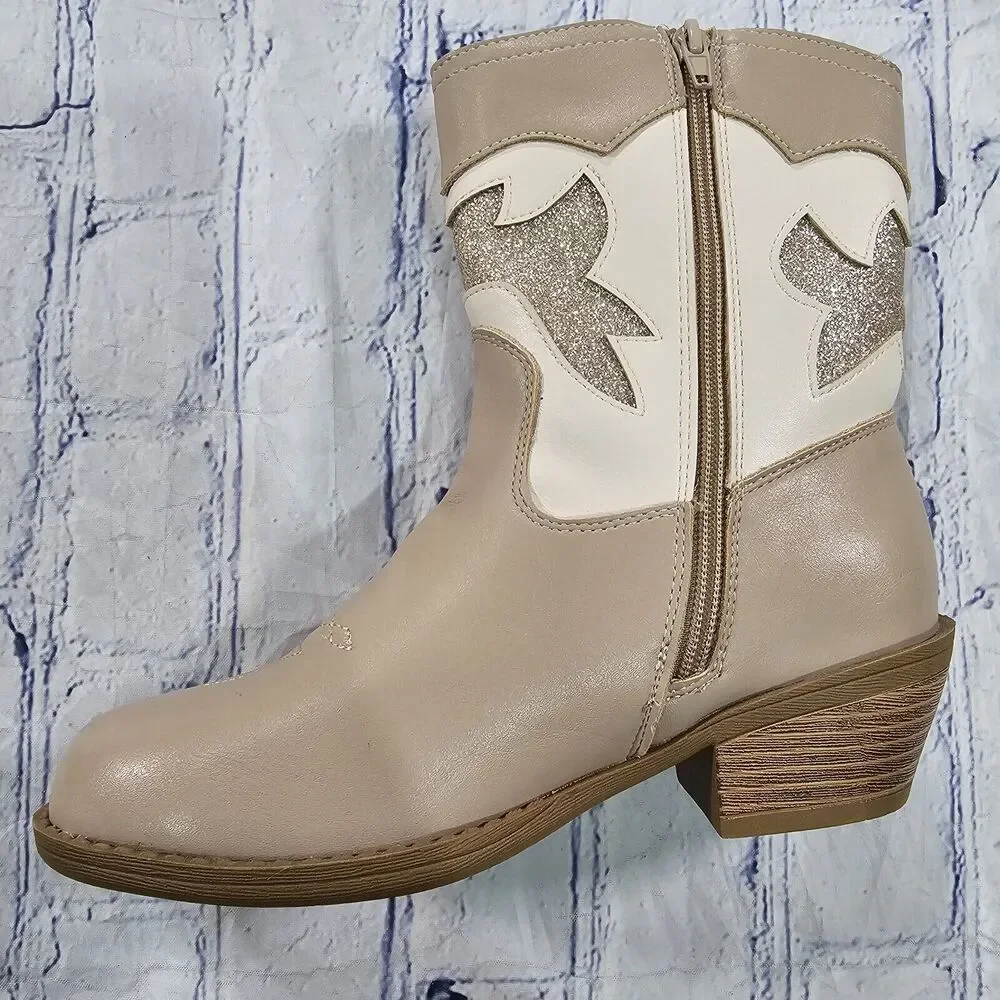 Jessica Simpson GIRLS SIZE 3 Western Cowboy Boots Beige JES775FF